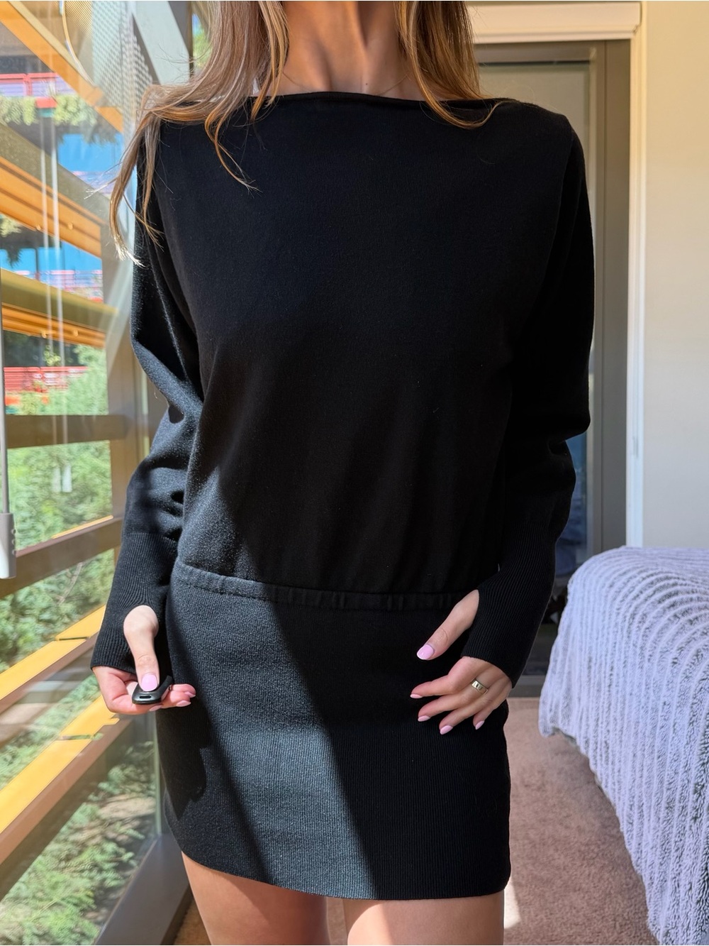 Edikted Black Mini Sweater Dress